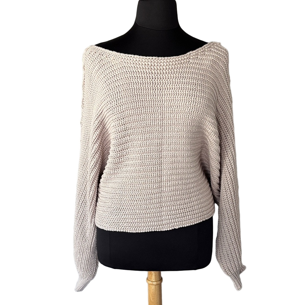 POL Chunky Knit Cropped Sweater Oatmeal Boho Slouchy Cozy Minimalist Cottagecore